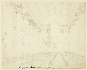 Studio per Egyptian Hall Mansion House, da Microcosmo di Londra da Augustus Charles Pugin
