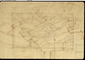 Studio per la sala espositiva, Somerset House, da Microcosm of London (recto); Schizzo di un dipinto: Madonna e Bambino (verso) da Augustus Charles Pugin