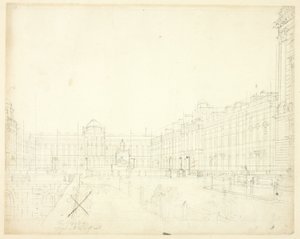 Studio per Somerset House, Strand, da Microcosm of London da Augustus Charles Pugin