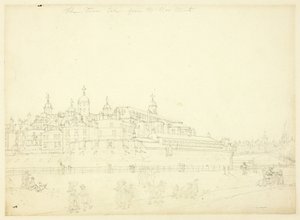 Studio per La Torre presa dalla Nuova Zecca, da Microcosmo di Londra da Augustus Charles Pugin