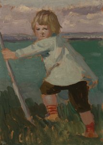 Ragazzo su una scogliera appoggiato a un bastone da Augustus John