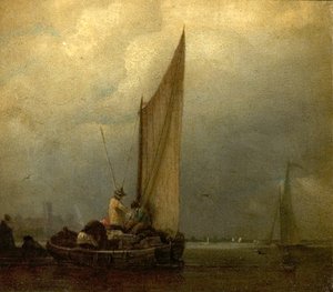 Scena fluviale con chiatte, c.1825 da Augustus Wall Callcott