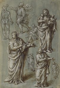 Foglio di studi di varie figure da Aurelio Luini