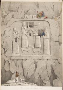 Scultura rupestre assira (Bavian), da Monumenti di Ninive, pub. 1849 (incisione) da Austen Henry Layard