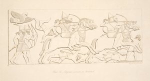 Guerrieri assiri a cavallo, da Monumenti di Ninive, pub. 1849