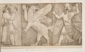 Bassorilievi a un ingresso di un piccolo tempio (Nimroud), dai Monumenti di Ninive, pub. 1849