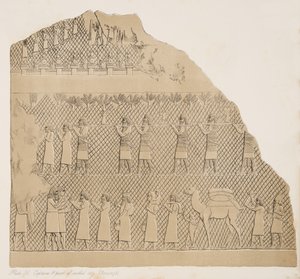 Prigionieri e parte della città murata (Kouyunjik), illustrazione da Monuments of Nineveh, 1858 da Austen Henry Layard