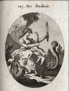 Allegoria della malizia. Sembra felice con un aspide e un pugnale. da Austrian School