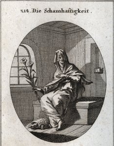 Allegoria della modestia. Il suo simbolo è un ramo di gigli e una tartaruga. da Austrian School