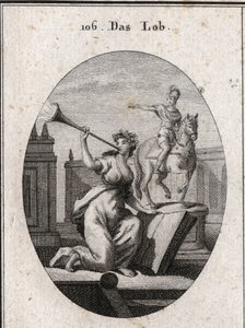 Allegoria della lode che tiene un libro per mostrare che passa alla posterità attraverso l