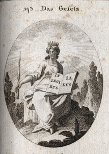 Allegoria della legge. Il suo diadema radiante segna la sua origine divina. da Austrian School