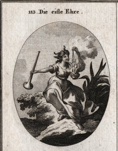 Allegoria della vanagloria che tiene una tromba e respira l