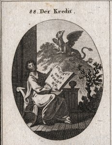 Allegoria del credito che tiene un libro con l