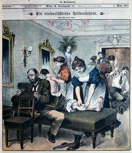 Raffigurazione umoristica di un salone di massaggi americano da Austrian School