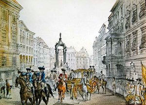 Corteo imperiale nel Graben, Vienna, inizio XIX secolo (incisione) da Austrian School