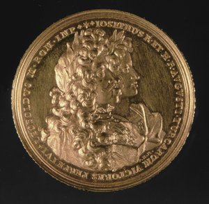 Medaglione con i ritratti degli imperatori del Sacro Romano Impero Leopoldo I (1640-1705) e Giuseppe I (1678-1711) di Philipp Heinrich, 1692