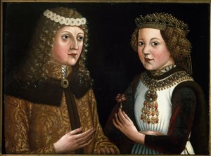 Ritratto di Ladislao Postumo, Re di Boemia, Ungheria e Croazia, con la sua fidanzata Magdalena di Valois da Austrian School