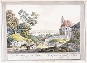 Vista del Piccolo e Grande Pechlarn sul Danubio, 1779-1792 da Austrian School