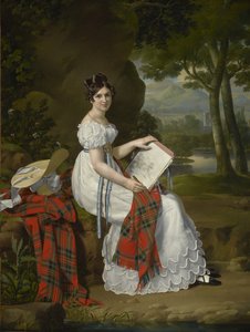 Donna che disegna in un paesaggio, c.1830 da Austrian School
