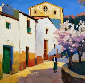 La strada del villaggio in fiore da Avanesova Elena