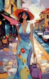 Una donna alla moda in giro per la città da Avanesova Elena