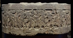 La pietra di Tizoc (c.1481-86) o Temalacatl, 1325-1521 da Aztec