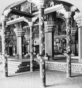 Sala del durbar Mahratta, Palazzo della Principessa di Tanjore, Tanjore Thanjavur, India, 1901 da B. L. Singley