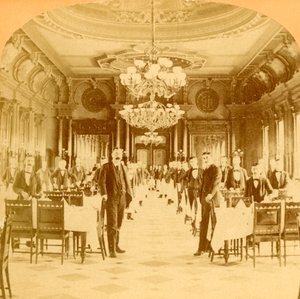 La grande sala da pranzo, Windsor Hotel, considerata la migliore al mondo, Montreal, Canada da B. W. Kilburn