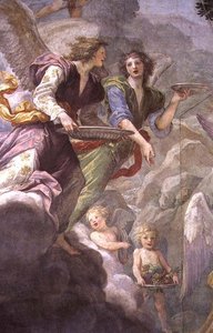 Cristo servito dagli angeli (dettaglio) da Baldassare  Franceschini