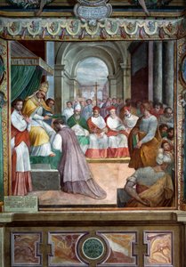 Celestino III consacra il primo vescovo di Viterbo nel 1192, dettaglio degli affreschi di Baldassare Croce da Baldassare Croce