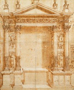 Progetto per un altare con un tabernacolo con frontone sostenuto da statue corinzie di Santa Lucia, Sant