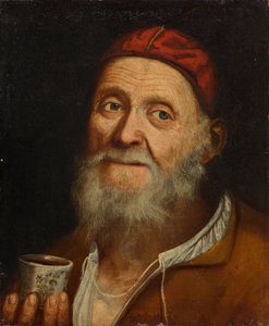 Vecchio con tazza di caffè da Balthasar Denner