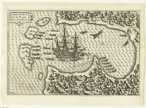 Arrivo nel Borneo, 1600 La baye de Isle et Cite de Borneo (titolo sull