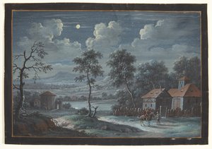Paesaggio meridionale al chiaro di luna