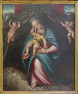Madonna col Bambino sotto un baldacchino tenuto da due angeli da Barbara Longhi