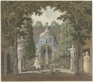 Scena teatrale in un giardino cittadino