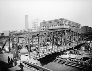 Ponte di Madison Street, Chicago, Illinois, USA, c.1905 da Barnes and Crosby