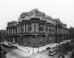 Veduta del Municipio di Chicago e del Palazzo di Giustizia della Contea di Cook, c.1900 da Barnes and Crosby Barnes and Crosby
