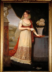 Ritratto a figura intera di Josephine de Beauharnais (1763-1814). Guarda un busto che raffigura suo figlio, Eugene Rose de Beauharnais detto il Principe Eugenio (1781-1824), a Malmaison. Dipinto di Antoine Jean Gros