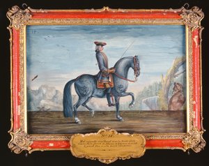 No. 15 Mille Fleurs un cavallo della Scuola di Equitazione Spagnola, eseguendo un trotto da Baron Reis Eisenberg