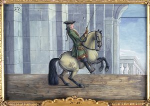 No. 27 Un cavallo grigio della Scuola di Equitazione Spagnola eseguendo un movimento di dressage chiamato Levade da Baron Reis Eisenberg