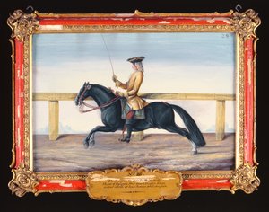 No. 28 Un cavallo spagnolo nero della Scuola di Equitazione Spagnola eseguendo un movimento di dressage da Baron Reis Eisenberg
