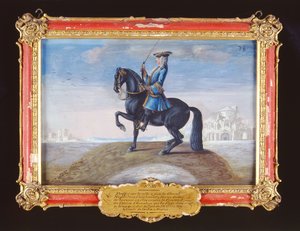 No. 38 Un cavallo calabrese napoletano della Scuola di Equitazione Spagnola eseguendo un movimento di dressage chiamato Piaffe da Baron Reis Eisenberg