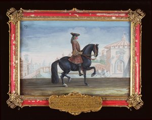 No. 39 Le Superbe, un cavallo della Scuola di Equitazione Spagnola eseguendo un movimento di dressage chiamato Piaffe da Baron Reis Eisenberg