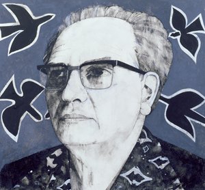 Ritratto di Olivier Messiaen da Barry Fantoni