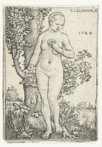 La morte di Cleopatra con un serpente vicino a un albero di fichi
