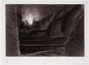 Veduta presa nelle miniere di Wieliczka, Polonia, 20 marzo 1840, inciso da Sabatier da Barthelemy after Lauvergne