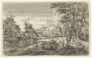 Paesaggio con uomo e bambino da Bartholomäus Ignaz Weiss (attributed to)