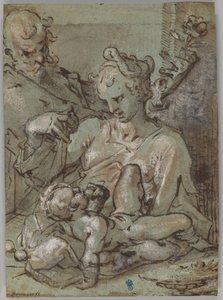La Sacra Famiglia con San Giuseppe che regge la rosa da Bartholomaeus Spranger