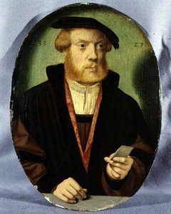 Ritratto di un giovane uomo con un mantello foderato di pelliccia da Bartholomaeus the Elder Bruyn